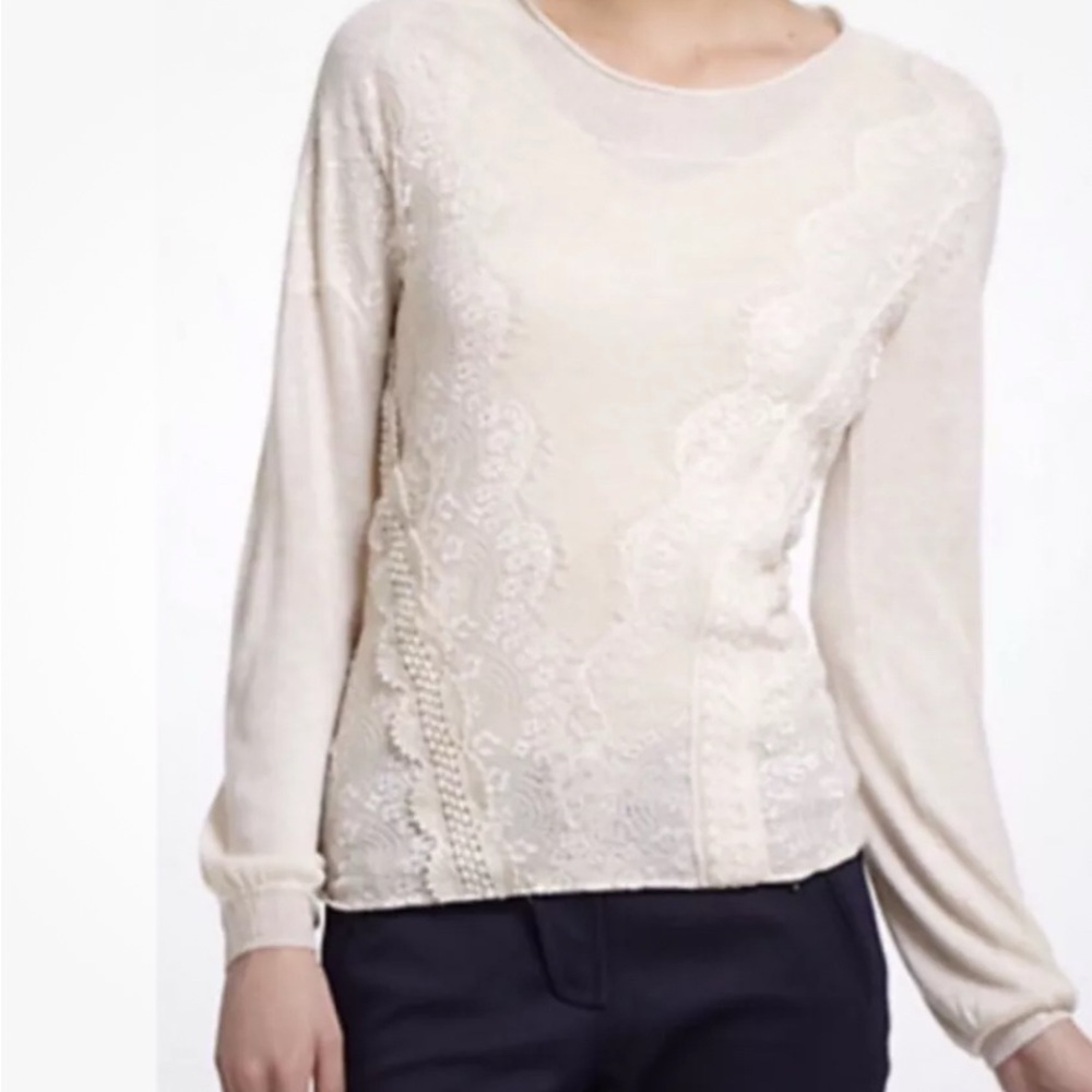 ANTHROPOLOGIE Angel of the North Cream Knit Top
